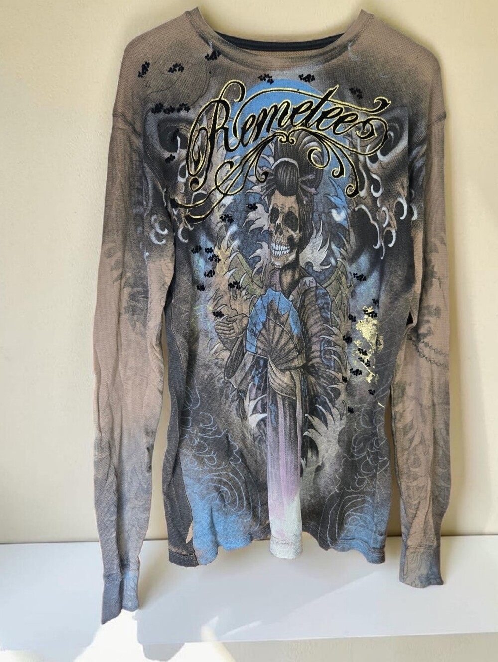 Remetee Skull Graphic Long Sleeve Tee Men's XL | NWT